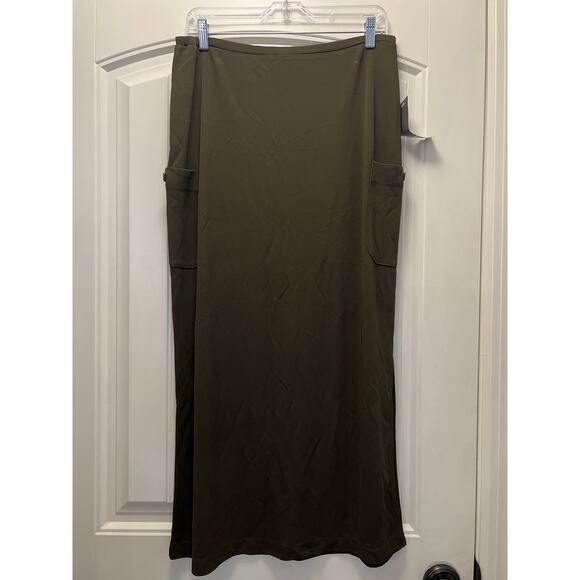 NWT Josephine Chaus Womens Elastic Waist Stretch Pull On Maxi Skirt Size L Brown - Picture 1 of 5